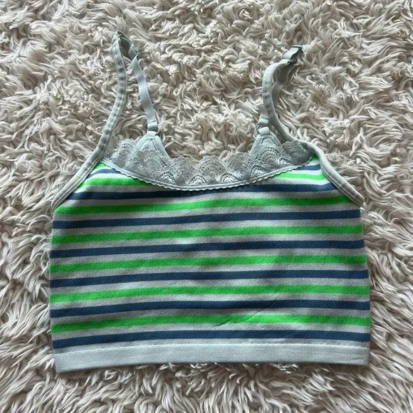 Aerie Striped Lace Trim Bralette - Picture 2 of 5